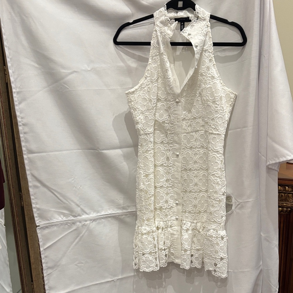 Aqua White Lace Dress